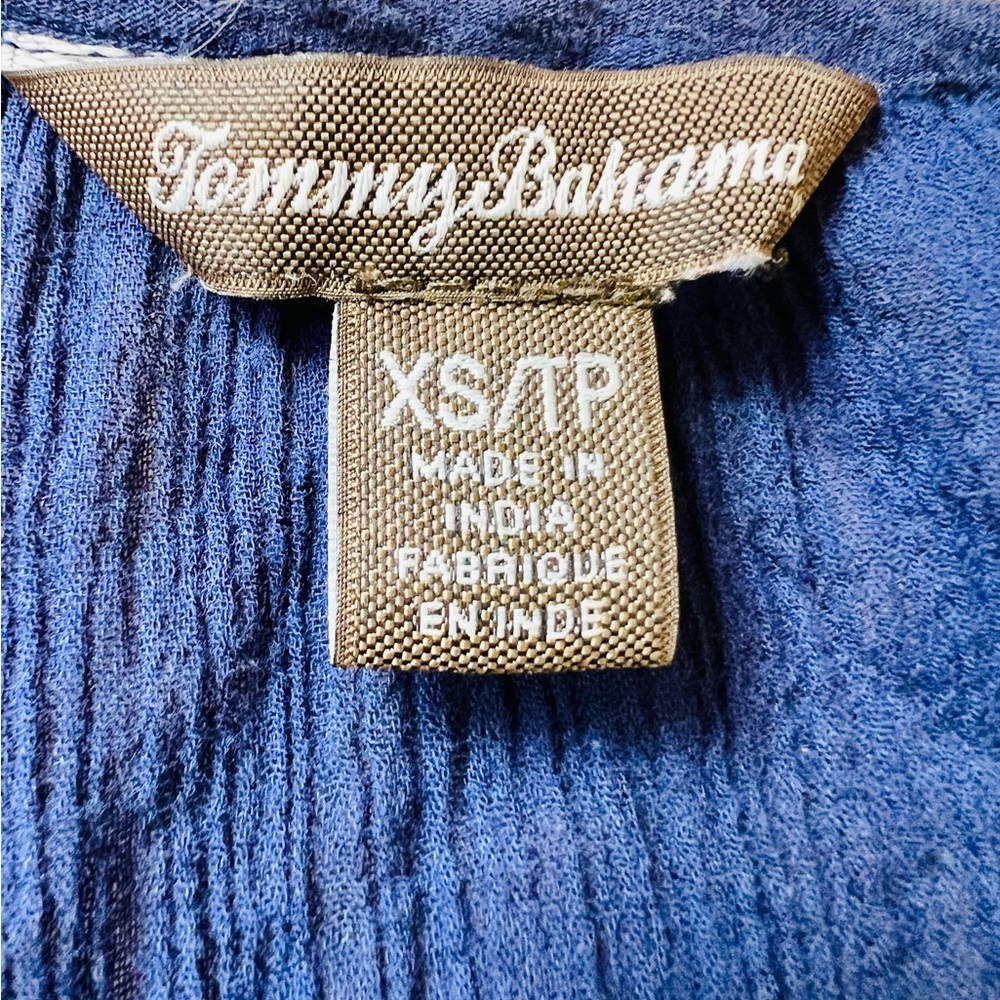 Tommy Bahama Peasant Top Navy Sequins and beads - Picture 3 of 9